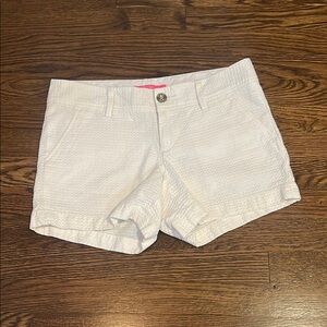 Women's White Textured Shorts